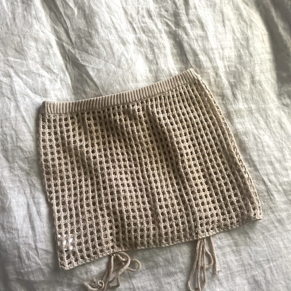 Women's Crochet Swim Cover Up Mini Skirt in Cream - Picture 8 of 8